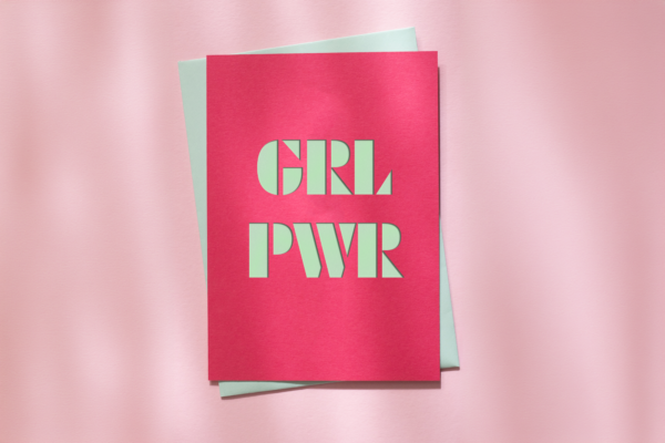 cutkaart wenskaart grl power colorplan hot pink