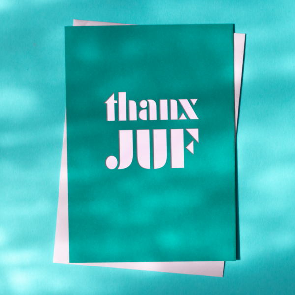 cutkaart wenskaart thanx juf colorplan mars green