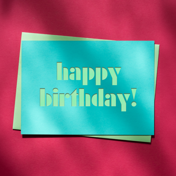 cutkaart wenskaart verjaardag happy birthday colorplan turquoise