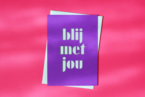 cutkaart wenskaart bedankt blij met jou colorplan purple