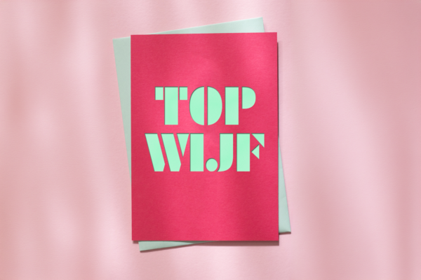 cutkaart wenskaart bedankt topwijf colorplan hot pink