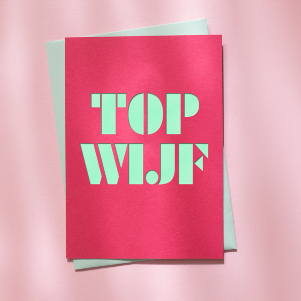 cutkaart wenskaart bedankt topwijf colorplan hot pink