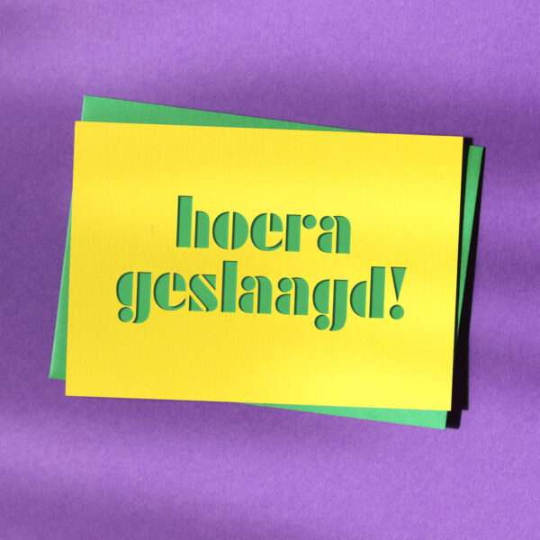 cutkaart wenskaart geslaagd hoera colorplan factory yellow