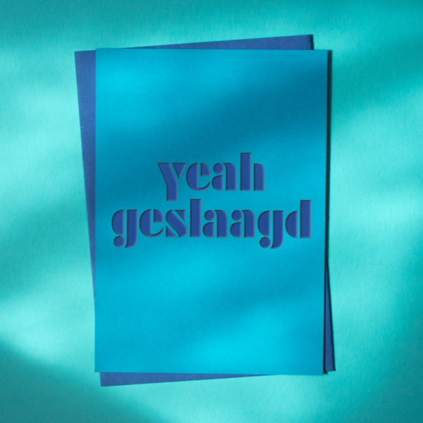 cutkaart wenskaart geslaagd yeah geslaagd colorplan tabriz blue