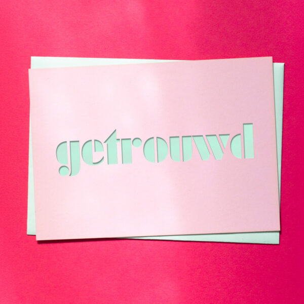 cutkaart wenskaart trouwen getrouwd colorplan candy pink